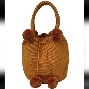 Wayu Light Brown Pom Pom Bag / Purse